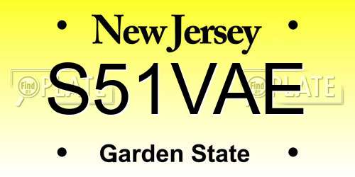 S51VAE New Jersey License Plate