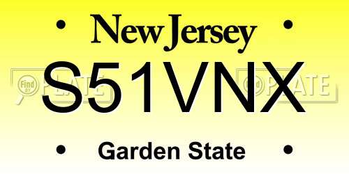 S51VNX New Jersey License Plate