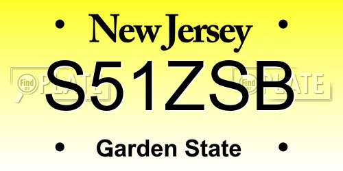 S51ZSB New Jersey License Plate