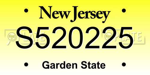 S520225 New Jersey License Plate