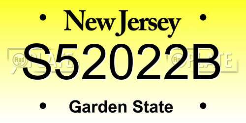 S52022B New Jersey License Plate