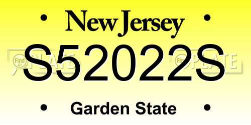 S52022S New Jersey License Plate
