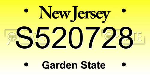 S520728 New Jersey License Plate