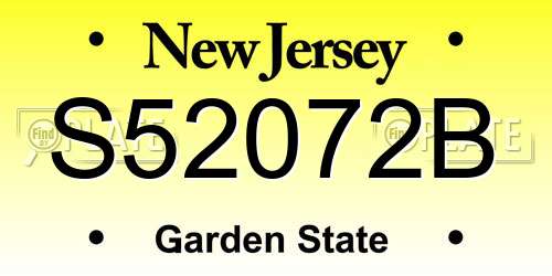 S52072B New Jersey License Plate