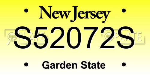 S52072S New Jersey License Plate