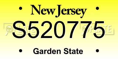 S520775 New Jersey License Plate