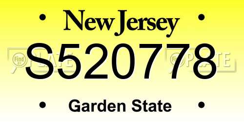 S520778 New Jersey License Plate
