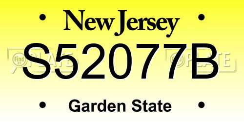 S52077B New Jersey License Plate