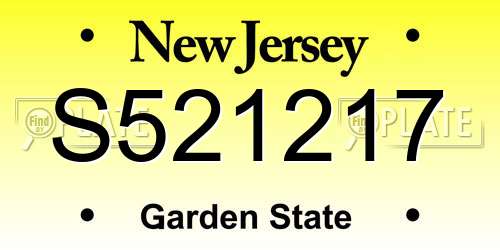 S521217 New Jersey License Plate