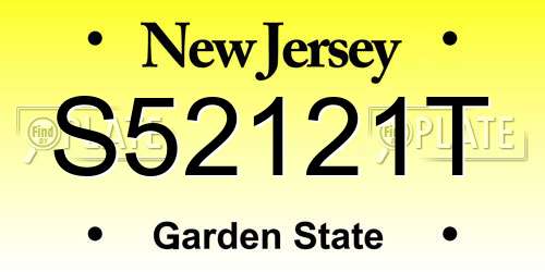 S52121T New Jersey License Plate
