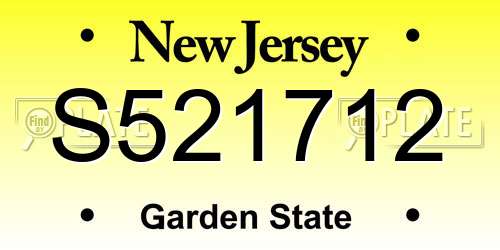 S521712 New Jersey License Plate