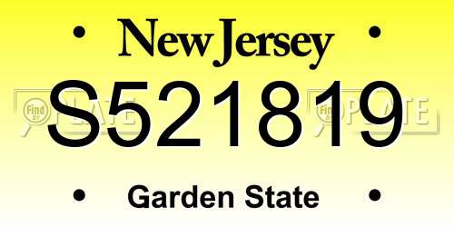 S521819 New Jersey License Plate