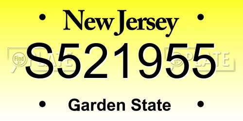 S521955 New Jersey License Plate