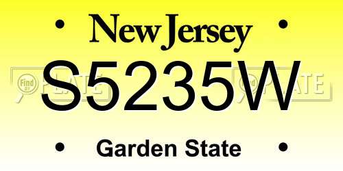 S5235W New Jersey License Plate