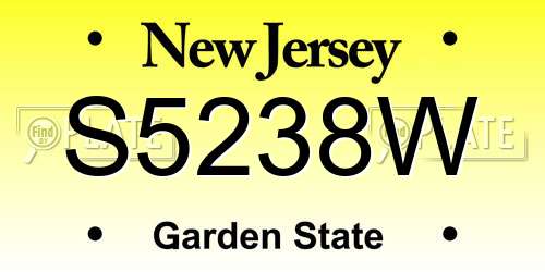 S5238W New Jersey License Plate
