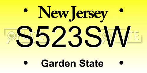 S523SW New Jersey License Plate