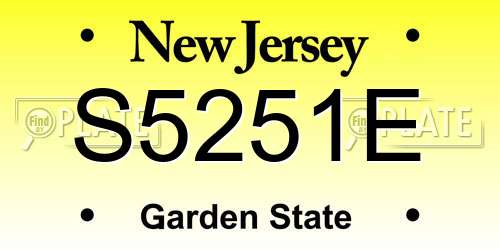 S5251E New Jersey License Plate