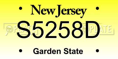 S5258D New Jersey License Plate