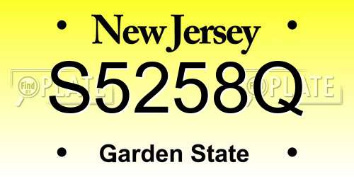 S5258Q New Jersey License Plate