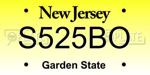 S525BO New Jersey License Plate