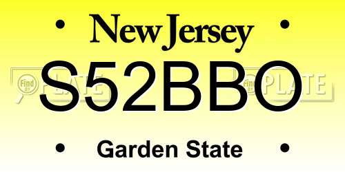 S52BBO New Jersey License Plate