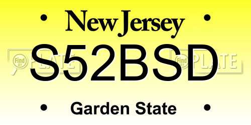 S52BSD New Jersey License Plate