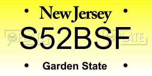 S52BSF New Jersey License Plate