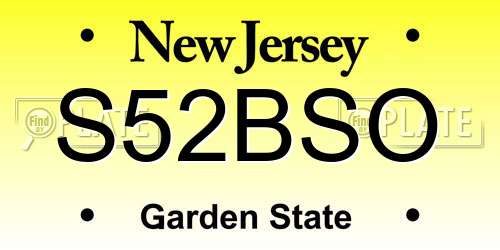 S52BSO New Jersey License Plate