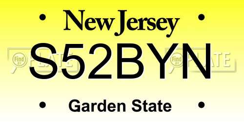 S52BYN New Jersey License Plate