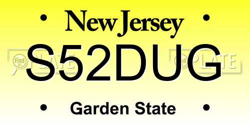 S52DUG New Jersey License Plate