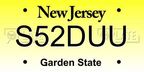 S52DUU New Jersey License Plate