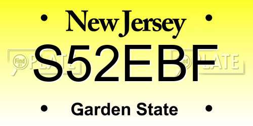 S52EBF New Jersey License Plate