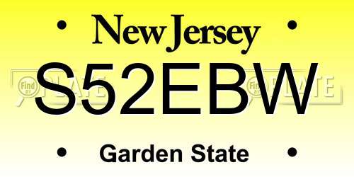 S52EBW New Jersey License Plate
