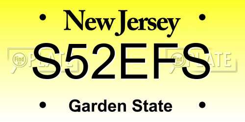 S52EFS New Jersey License Plate