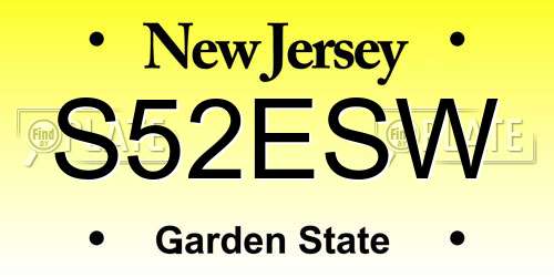 S52ESW New Jersey License Plate