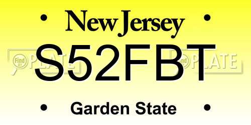 S52FBT New Jersey License Plate
