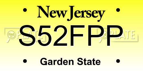 S52FPP New Jersey License Plate