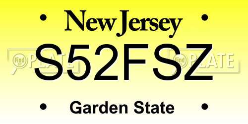 S52FSZ New Jersey License Plate