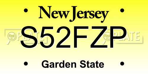 S52FZP New Jersey License Plate