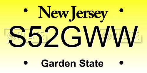 S52GWW New Jersey License Plate