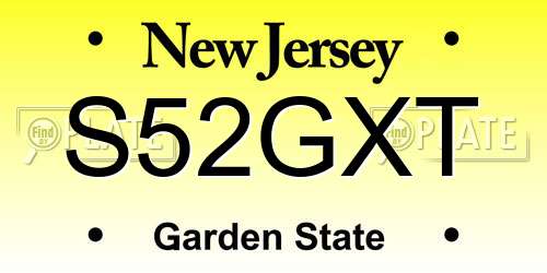 S52GXT New Jersey License Plate