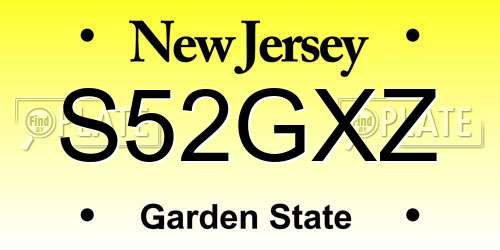 S52GXZ New Jersey License Plate