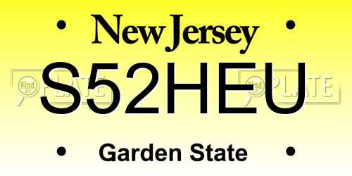 S52HEU New Jersey License Plate