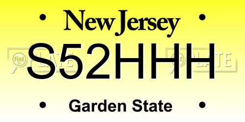 S52HHH New Jersey License Plate