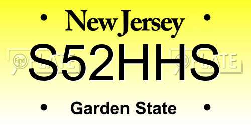 S52HHS New Jersey License Plate