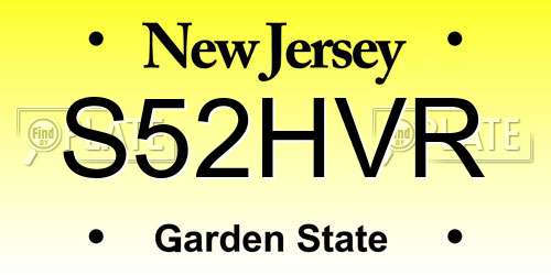S52HVR New Jersey License Plate