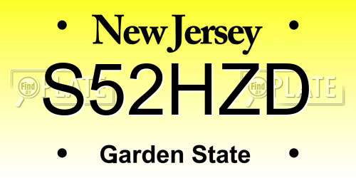 S52HZD New Jersey License Plate