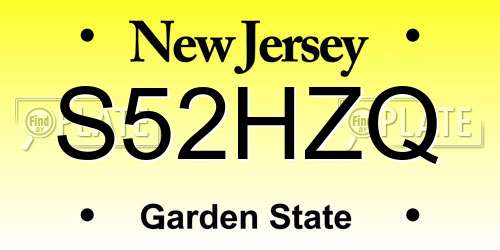 S52HZQ New Jersey License Plate