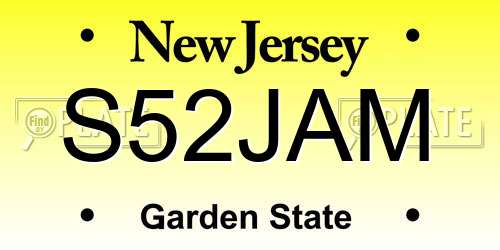 S52JAM New Jersey License Plate