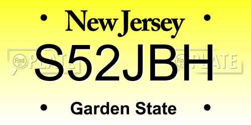 S52JBH New Jersey License Plate